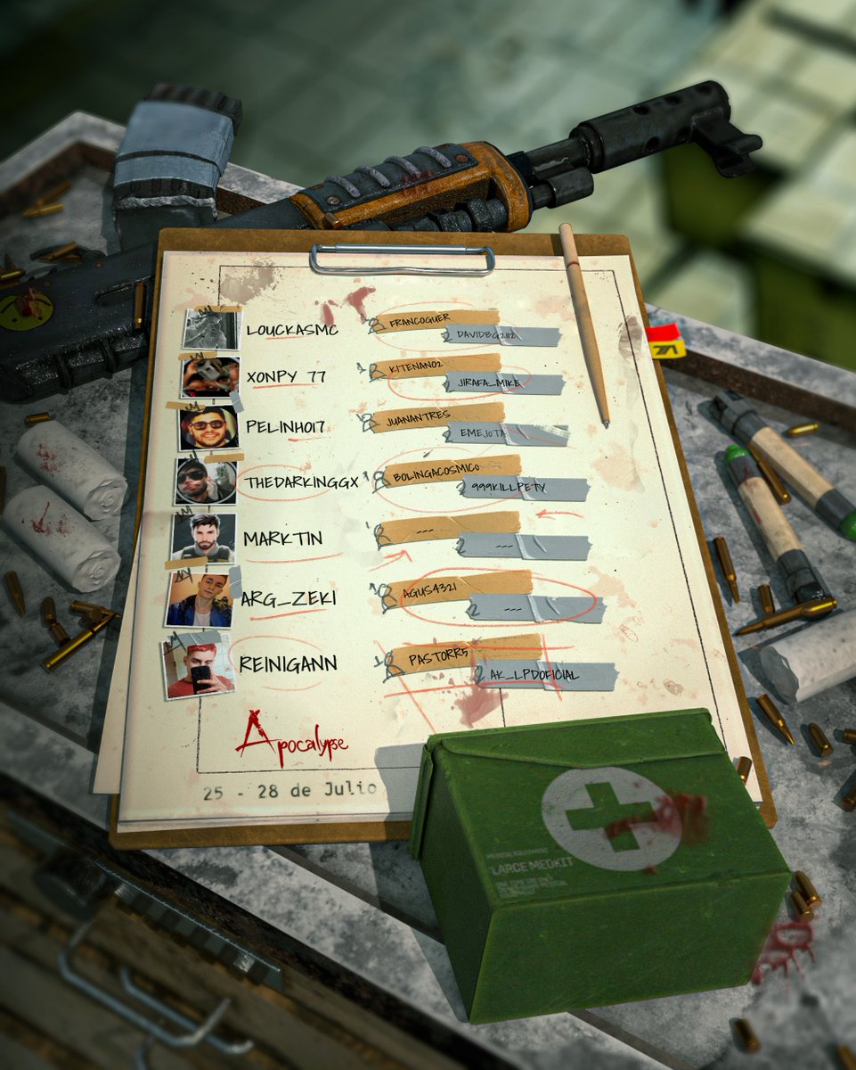 APOCALYPSE_RUST's tweet image. Penúltima...

¡Bienvenidos al mundo de #ApocalypseRust!                    

🔥Team @LucasRuatta4 
🔥Team Xonpy 77
🔥Team @Pelinho17 
🔥Team TheDarkinGGX
🔥Team Marktin
🔥Team @Daniel_sosa_ok 
🔥Team @Reinigann