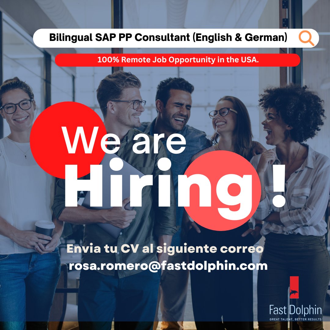 fastdolphin's tweet photo. Hello, Fast Dolphin is currently seeking an SAP PP Consultant for a #remote job opportunity in the USA for a 6-month project with English and German-speaking.
📩 rosa.romero@fastdolphin.com
#sappp #sapproductionplanning #remotejob https://t.co/JKeR1AvibX