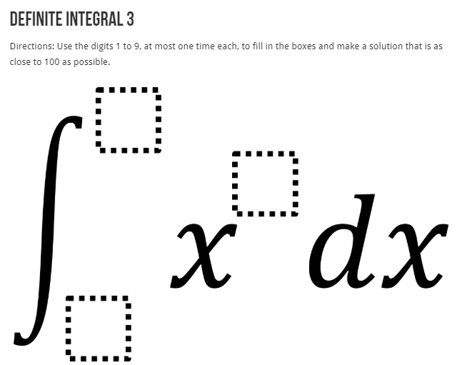 If you're a Calculus teacher and haven't checked out the problems on <a href="/openmiddle/">Open Middle</a>, your students are missing out!  There are problems from <a href="/cluzniak/">Chris Luzniak</a>, @danieltr83, and many others. Please share with your Calculus teacher friends. openmiddle.com/category/calcu…