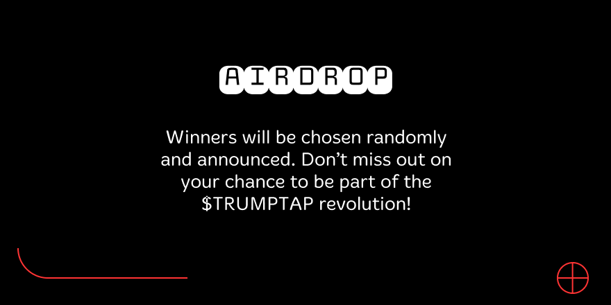 trumpsnipertap's tweet photo. 🎉 $TRUMPTAP Airdrop Giveaway! 🎉

We’re giving away a total of 1,000,000 $TRUMPTAP tokens to our amazing community! 🚀

Here's how to participate:

Follow @trumpsnipertap
Like &amp; RT this post
Join the TG group: https://t.co/YPMWgMrPOg
Send your $SOL address https://t.co/AkRTQOeSPo
