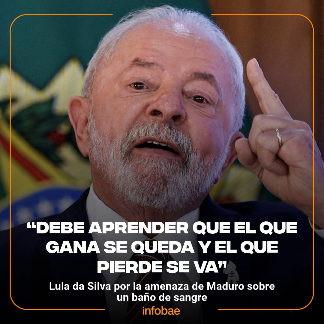 Lula da Silva dijo que se asustó por la amenaza de Maduro sobre un baño de sangre: “Debe aprender que el que gana se queda y el que pierde se va” infob.ae/3yaDT46