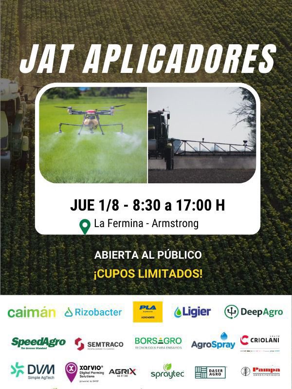 CreaSurSantaFe's tweet photo. #Jat 🚀 ¡El primer evento de aplicadores llega a la región!
📅 Fecha: Jueves 1 de agosto
🕐 Horario: 8:30 a 17:00 hs
📍 Lugar: La Fermina, Armstrong, Santa Fe
.
📝 Cupos limitados: Asegurá tu lugar!
🔗 Inscribite aca 👉🏻https://t.co/Thr2Oa0BaQ
¡No te quedes afuera!
#RSSF https://t.co/9bZwM7oWbX