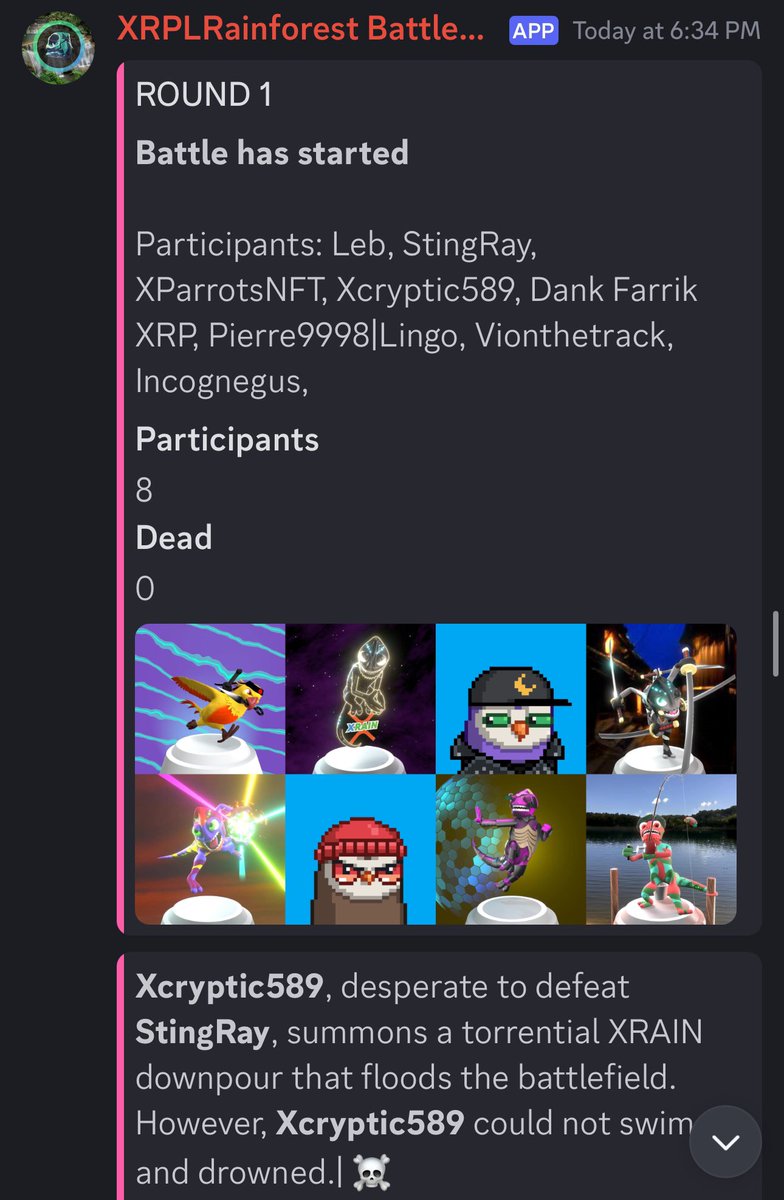 XparrotsNFT's tweet image. Congrats winners of today’s #XRPLRainforest battle royale!! 🦜🦉🦎👊🏼🔥

Join us every Monday  at 6pm eastern!! 

Open Discord #Supportticket to claim your prizes!!