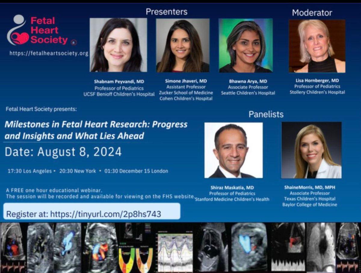 🫀Please join Fetal Heart Society for our next free, educational webinar, "Milestones in Fetal Heart Research: Progress and Insights and What Lies Ahead” on Thursday, August 8, 2024, at 8:30pm ET. 

Register now on: us06web.zoom.us/webinar/regist…