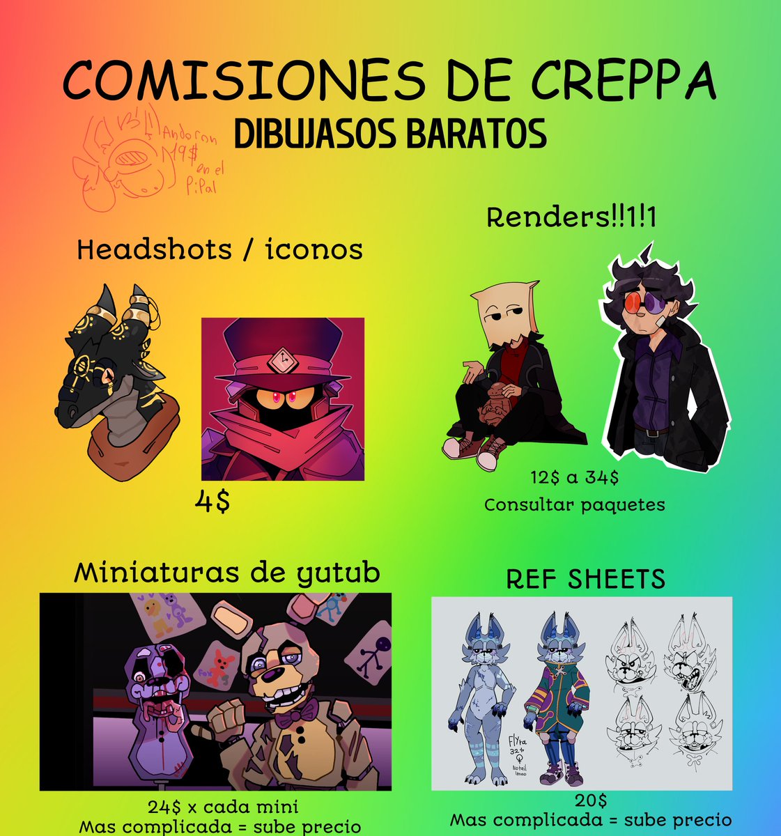 COMISIONES DE EMERGENCIA‼️
Debido a que estoy genuinamente preocupada por <a href="/IsChrisLock/">ChrisLock. (Currently on Hiatus)</a> y su situacion, Abro comisiones gente ‼️ Ta barato ta barato 🙀
Terminos y condiciones, Límites y mas muestras abajo 💥