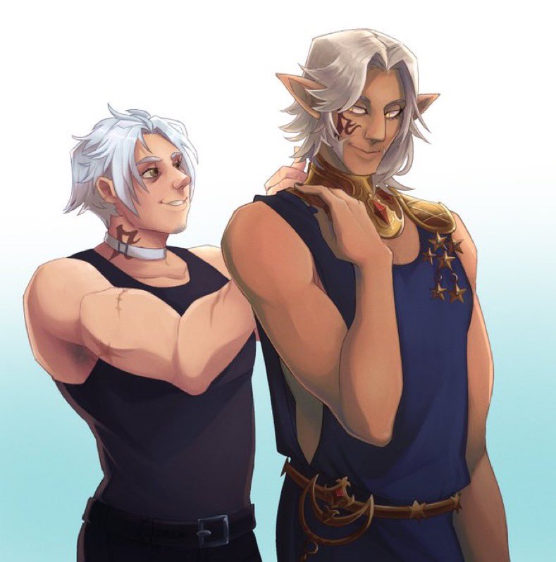 astrognb's tweet photo. “Here, love, let me get that for you.”
Sometimes a beautiful elf needs help putting his jewellery on, and Thancred - ever the gentleman - is happy to oblige. Urianger indulges.
Thank you so much to @Cocka_Cola_ for bringing this to life! It’s gorgeous 🥺 ❤️#ThanUri #UriThan https://t.co/myST1zgvRS