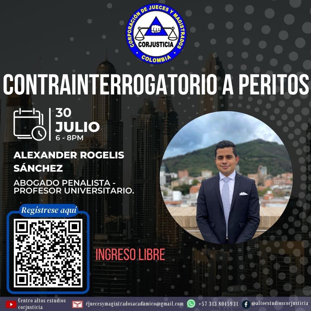 Muy honrado de compartir este espacio académico de la Corporación de Jueces y Margistrados de Colombia - Corjusticia. <a href="/juecesymagis/">@CORJUSTICIA</a> 

Regístrese escaneando el código y nos vemos el 30 de julio a las 6:00 pm.