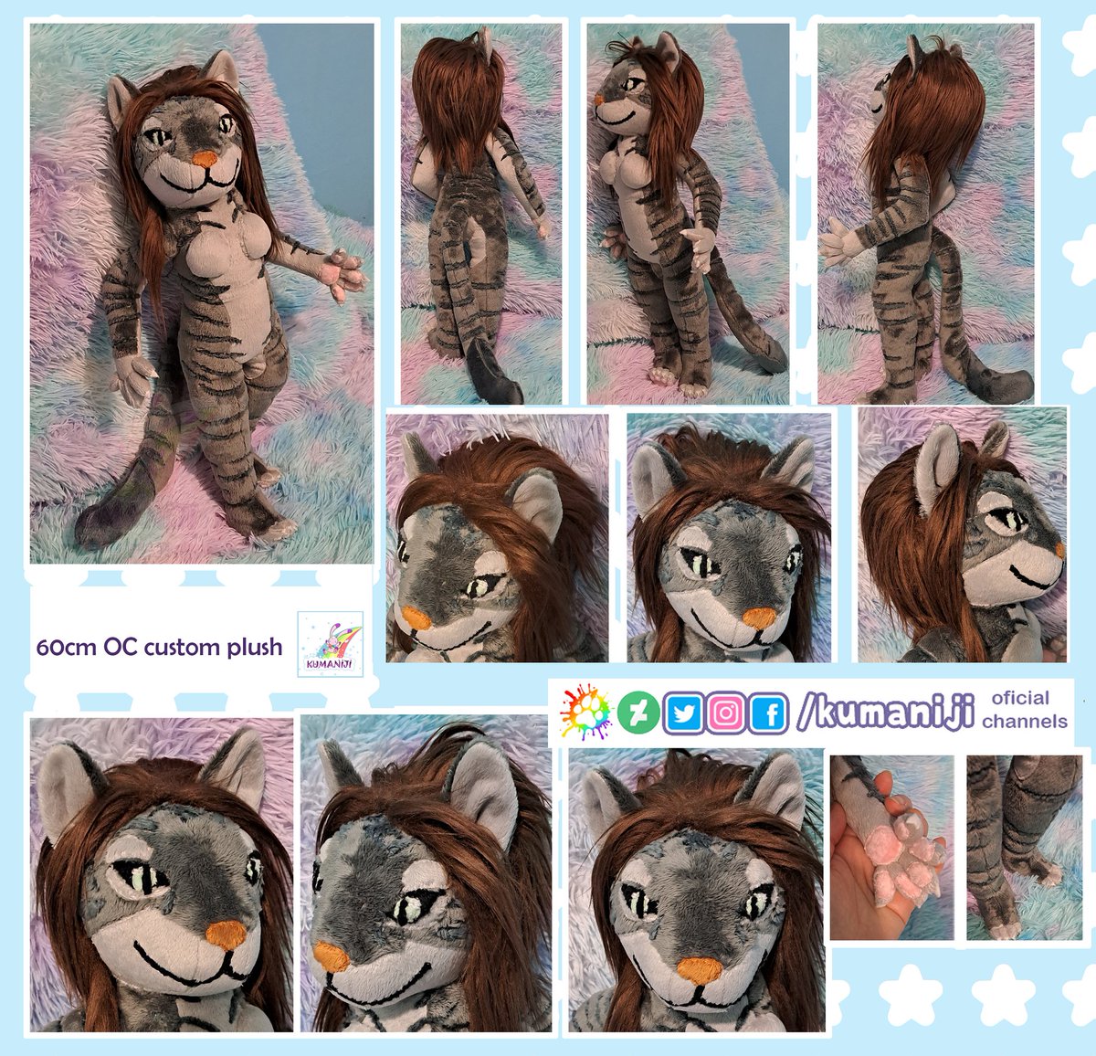 Kumaniji's tweet photo. #customplush in 60cm tall, for anthro Oc, its small but portable size 😊💙
❗Please check only the official channels, some bad people are making scams using my photos on discord and other pages. Be careful 

#furryplush #fluffy #softplush #handmadeplush https://t.co/gftX9rCrNH