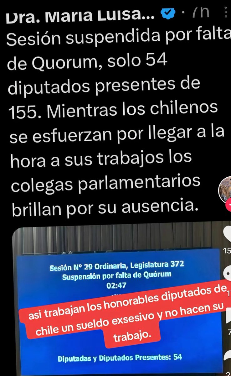 invermel's tweet photo. DRA CORDERO DENUNCIA QUE PARLAMENTARIOS NO ASISTEN , LES PAGAN IGUAL,GANAN MILLONES Y SE DEBEN SUSPENDER LAS SESIONES POR FALTA DE QUORUN.... https://t.co/cVONcs3r5v