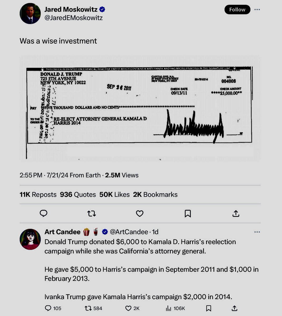 pullthecorks's tweet photo. @MortForUs Seems like Harris has some long-time fans. $6000 isn’t exactly worship, but generous support nonetheless. https://t.co/rldeTEkMJG