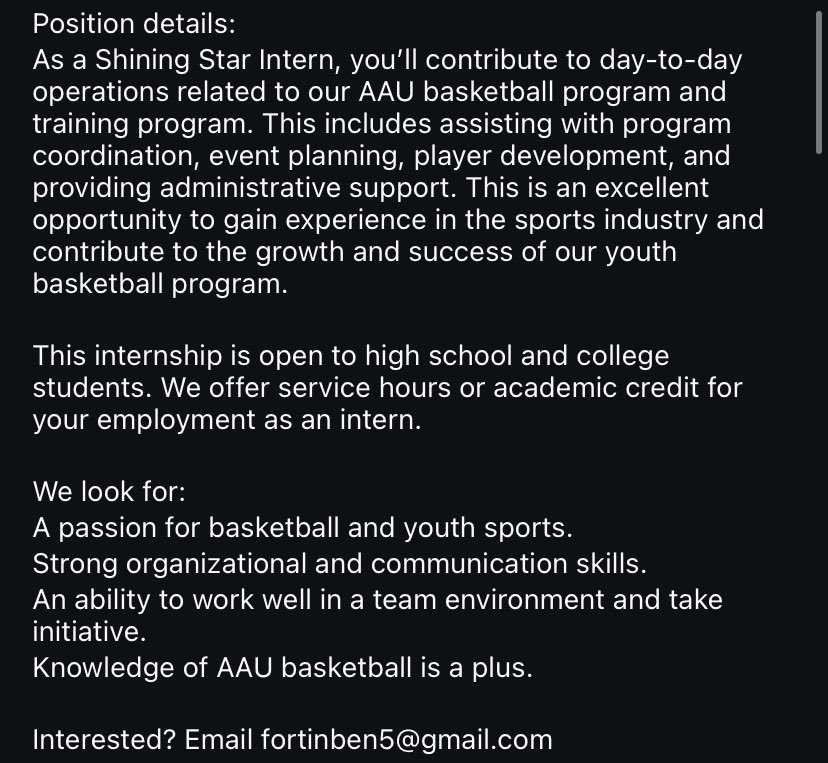 Open to high school &amp; college students!

Interested? Email fortinben5@gmail.com

<a href="/ShineKD_/">Shine KD</a> 
#SHINE 🌟