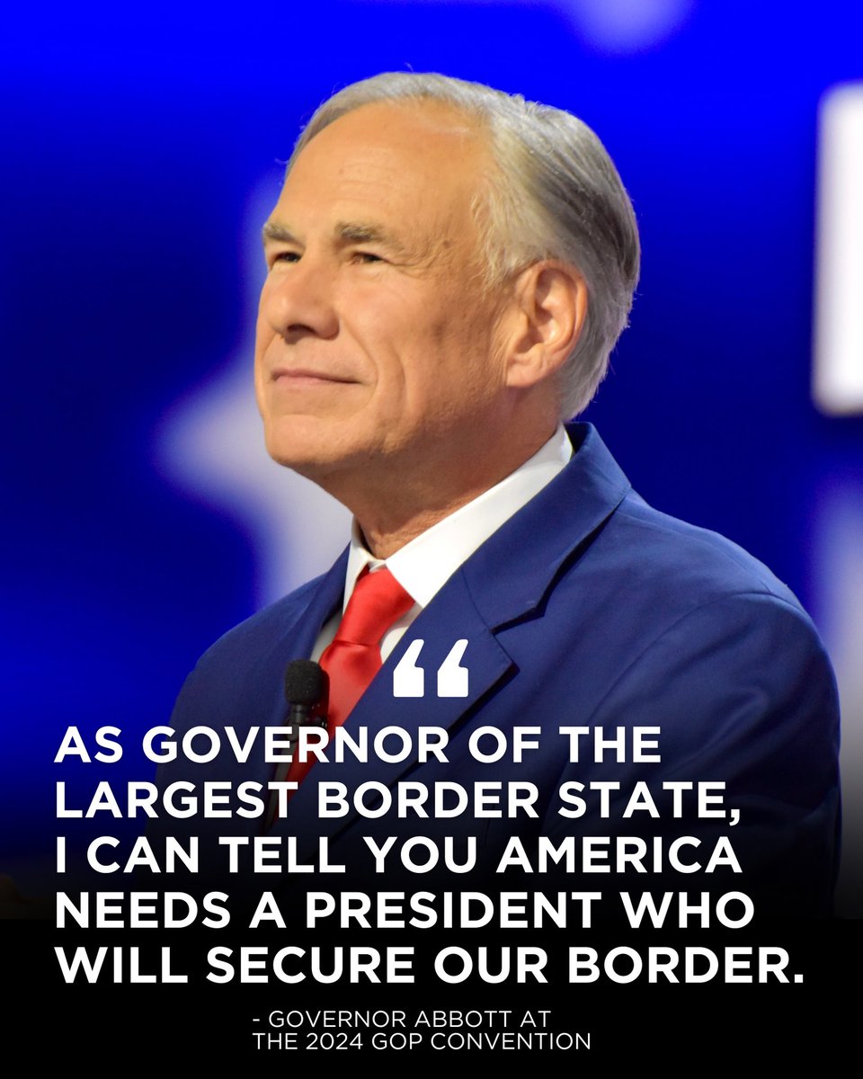 GregAbbott_TX's tweet image. Texas is the largest border state in the nation. 

As Governor, I can tell you we NEED a President who will secure our southern border. 

President Trump will do just that.