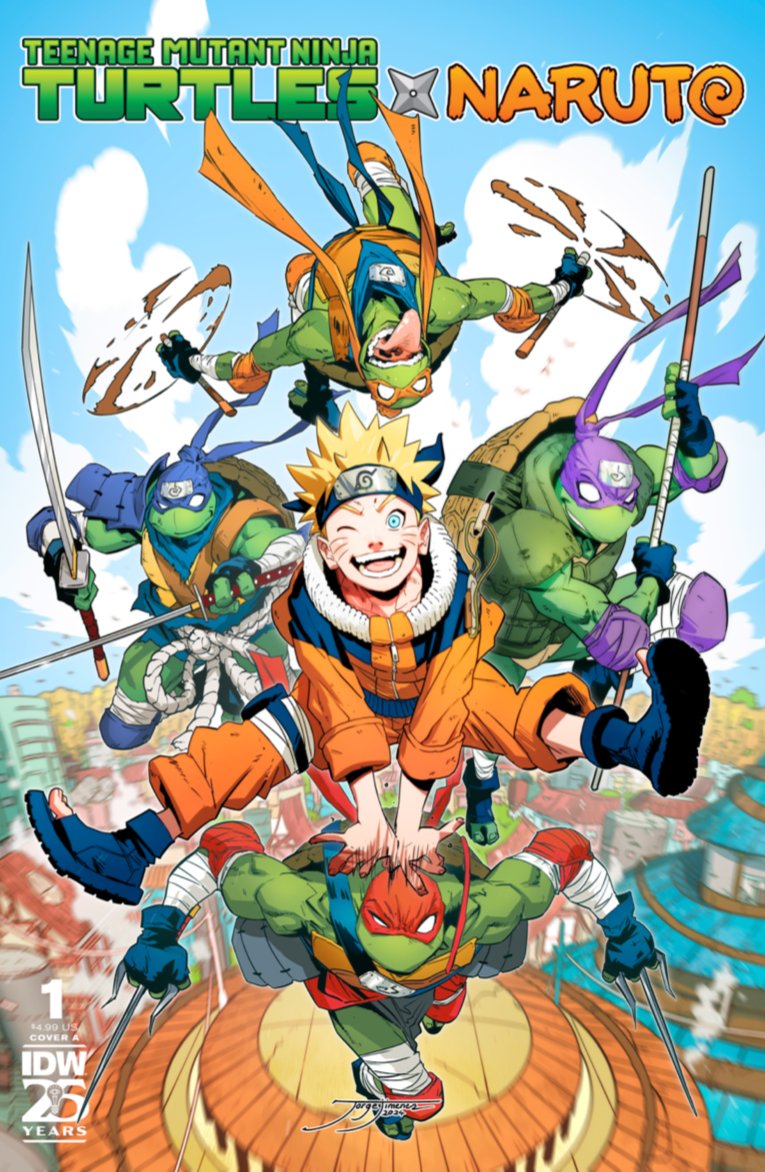 amecomi_tsushin's tweet photo. IDWとVizはニンジャタートルズとNARUTOのクロスオーバーを発表。
秘密裏に開かれた綱手とエイプリルの会合。
その内容に興味を持つのはナルト、サスケ、サクラだけではなかった。
忍者集団フットと木の葉隠れの里との対立が勃発した以上、タートルズの登場は時間の問題だ！
https://t.co/kLaD8dbEX3 https://t.co/1CebQJgj97