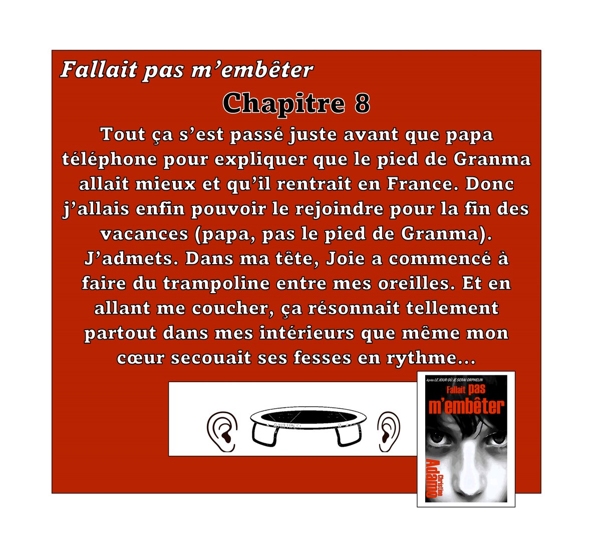 cadamo3's tweet image. #roman #livre #lecture #book #litterature #lire #books #livres #thriller #auteur #thrillerpsychologique #thrillers #christineadamo #fallaitpasmembêter #lejouroùjeseraiorphelin