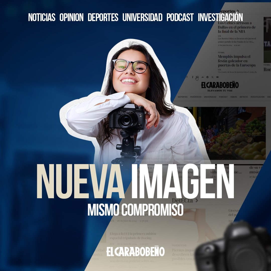 el_carabobeno's tweet photo. Nueva imagen... Mismo compromiso por mantenerte informado en cada una de nuestras secciones.
Recuerda que en 𝗘𝗹 𝗖𝗮𝗿𝗮𝗯𝗼𝗯𝗲ñ𝗼, elevamos tu voz.
Click 👉🏻 https://t.co/G7CbCpFTfg
#elcarabobeño #EC90años #noticias #elevamostuvoz #venezuela #granvalencia #ECdigital https://t.co/bl5mDkQ0aF