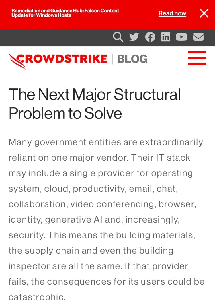 Internet Computer Protocol fixes this, <a href="/CrowdStrike/">CrowdStrike</a> 

#ICP