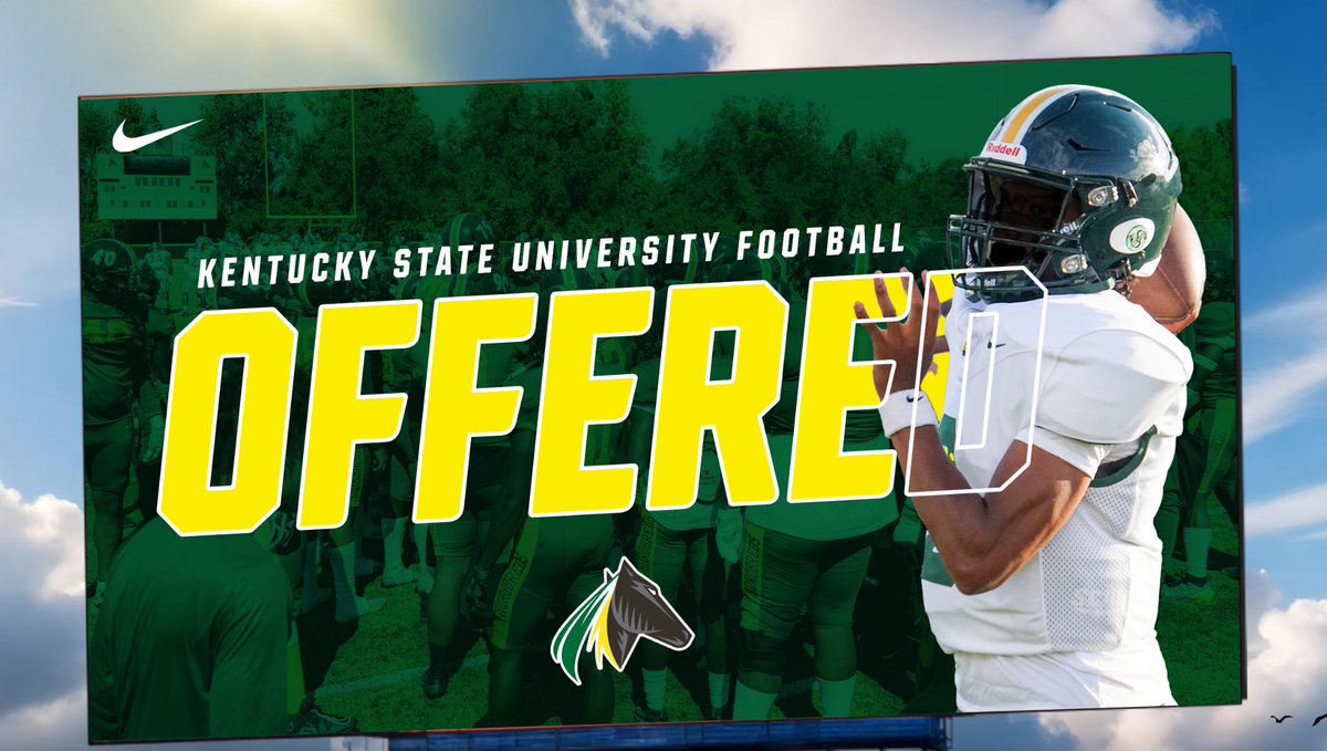 After a good camp and talk with <a href="/coachfoley1/">Craig Foley 🏈</a> 
I am blessed to say I have received my first college offer from <a href="/KYSUFB/">Kentucky State University Football</a> <a href="/F_Huggins80/">Felton Huggins Jr.</a> 
#AGTG
