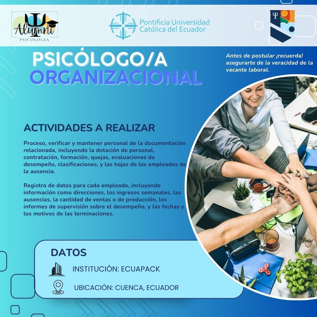 psicopuce's tweet photo. 🎓Bolsa de empleo Alumni💼 

Te presentaremos las posibles ofertas de empleo disponibles para ti.
Antes de postular ¡recuerda! asegurarte de la veracidad de vacante laboral. https://t.co/bCrPPXSxe3