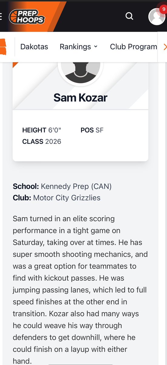 grizzbballclub's tweet photo. @SamKozar10 stood out as a top 7 wing in the @PHCircuit Nationals in Minneapolis! @mc_grizzlies https://t.co/sFYxmPOfAq