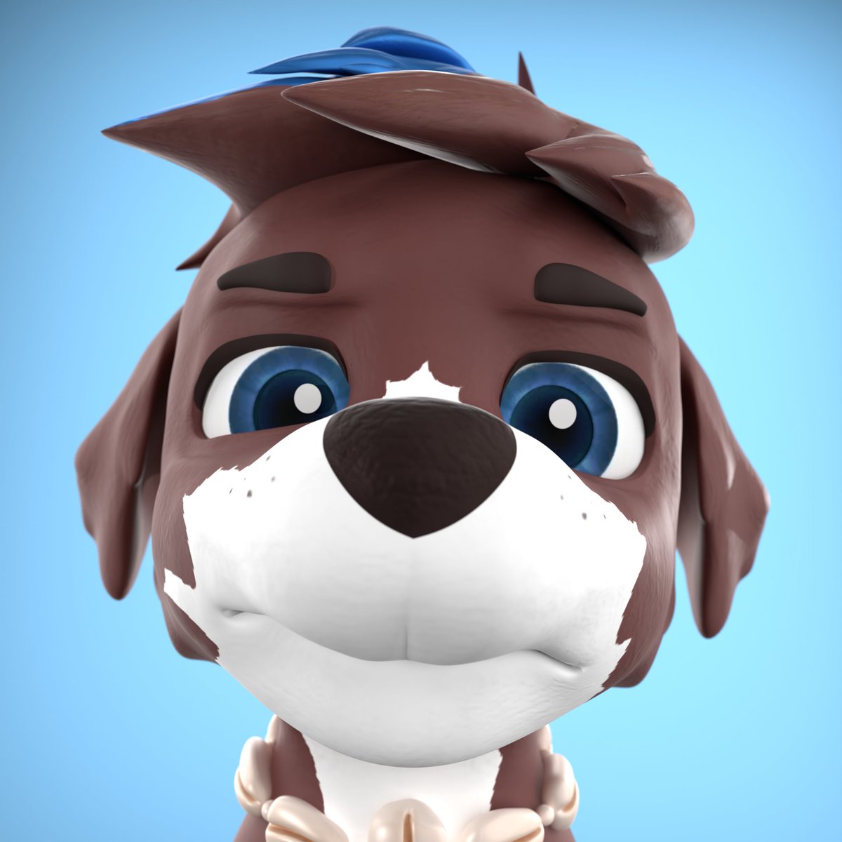 #PAWPatrol 
Here's a closeup shot of Moby the Mer-pup!

I modeled, textured, and rigged this Moby model in Blender. I tried to get this render accurate to the official closeup shots of the pups. I will definitely make an animation with him sometime!