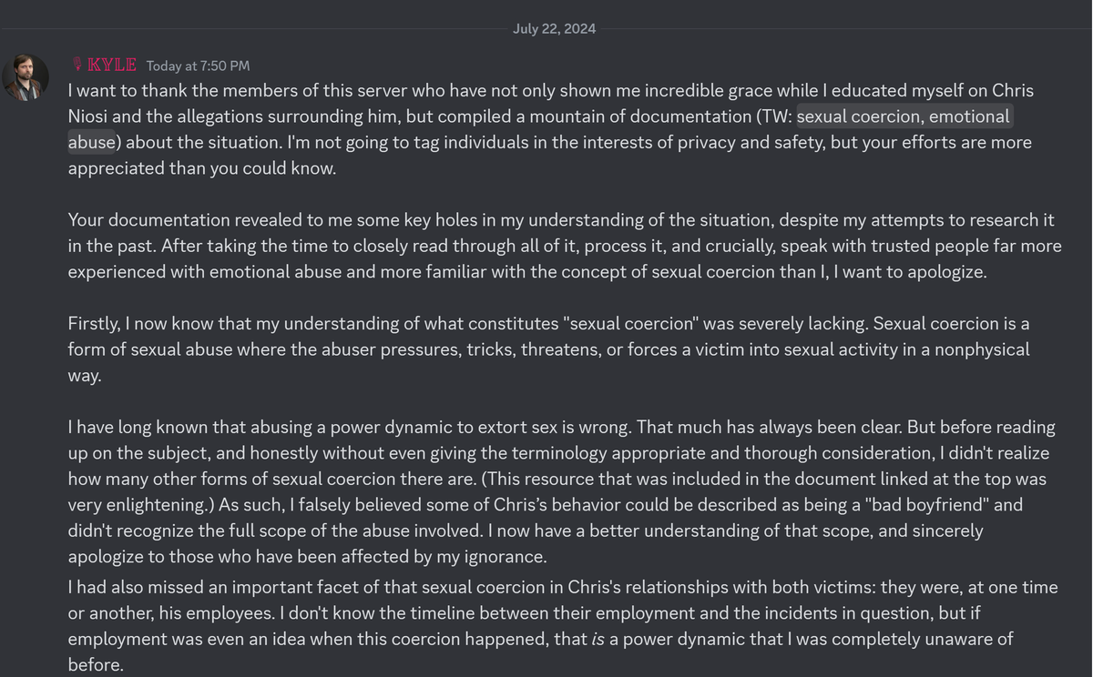 Jhei3361's tweet photo. @He_Qing_Yun @lashiec Kyle has looked over things and since you don't have access to the Discord in its entirety, I figured I'd make sure that it was visible to the public. https://t.co/gd6Rbk42CI