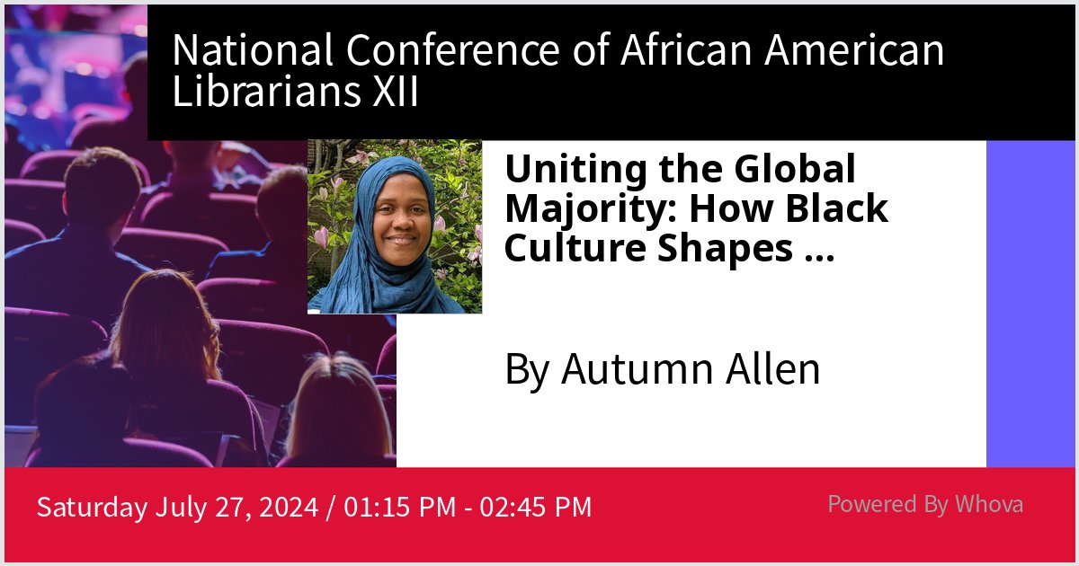 Autumn Allen * Ceasefire Now (@autumnaallen) on Twitter photo Looking forward to our panel at National Conference of African American Librarians XII on Uniting the Global Majority: How Black Culture Shapes Resistance Movements around the World. With esteemed colleagues <a href="/rroumani/">Rhonda/ رندة</a> Mahasin Aleem and Rebecca Hankins. So excited! Looking forward to our panel at National Conference of African American Librarians XII on Uniting the Global Majority: How Black Culture Shapes Resistance Movements around the World. With esteemed colleagues <a href="/rroumani/">Rhonda/ رندة</a> Mahasin Aleem and Rebecca Hankins. So excited!