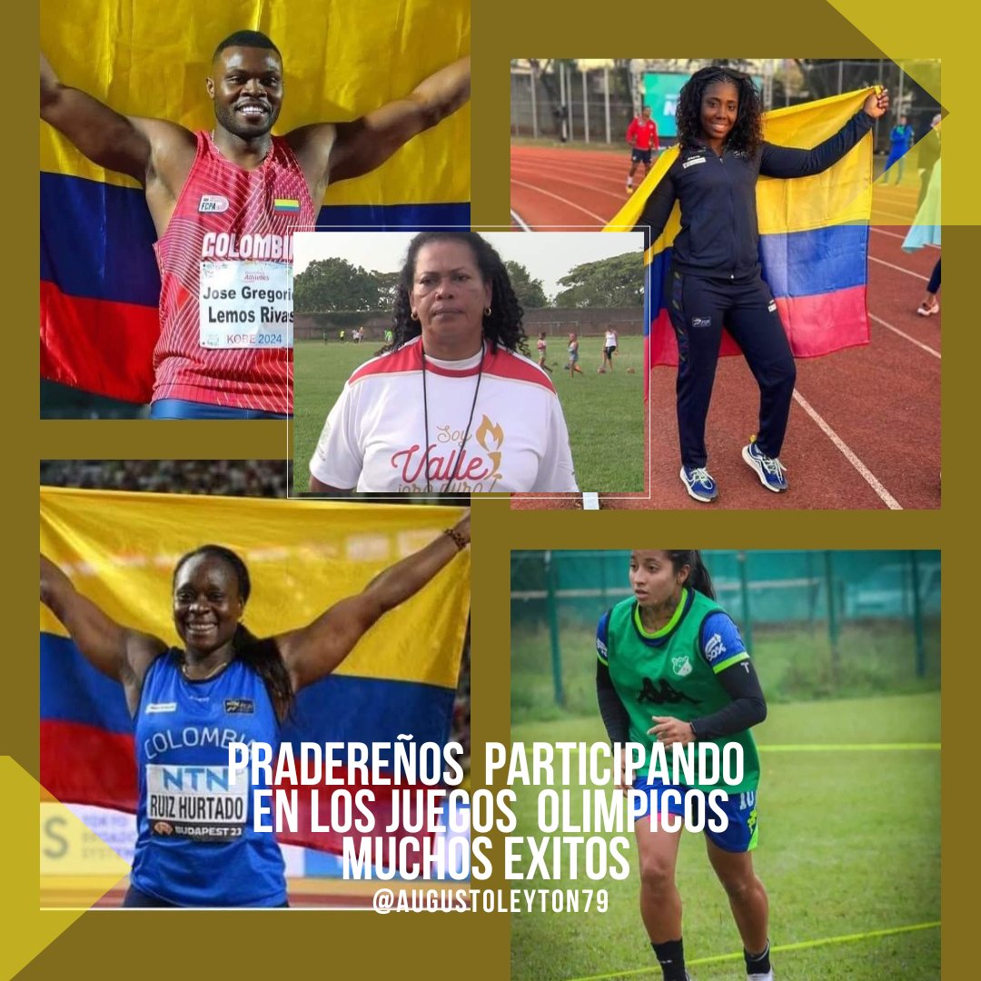 AugustoLeyto's tweet photo. PRADERA AL DIA 
Es de gran orgullo para nuestro municipio quien coloca la cuota deportiva para participar en los Juegos Olimpicos, Flor Denis Ruiz, Gregorio Lemmos, Lucelly Murillo, Manuela Pavi ( Selección Colombiana Femenina de fútbol), y Yolanda Beltrán. https://t.co/8cJjTHV1f2