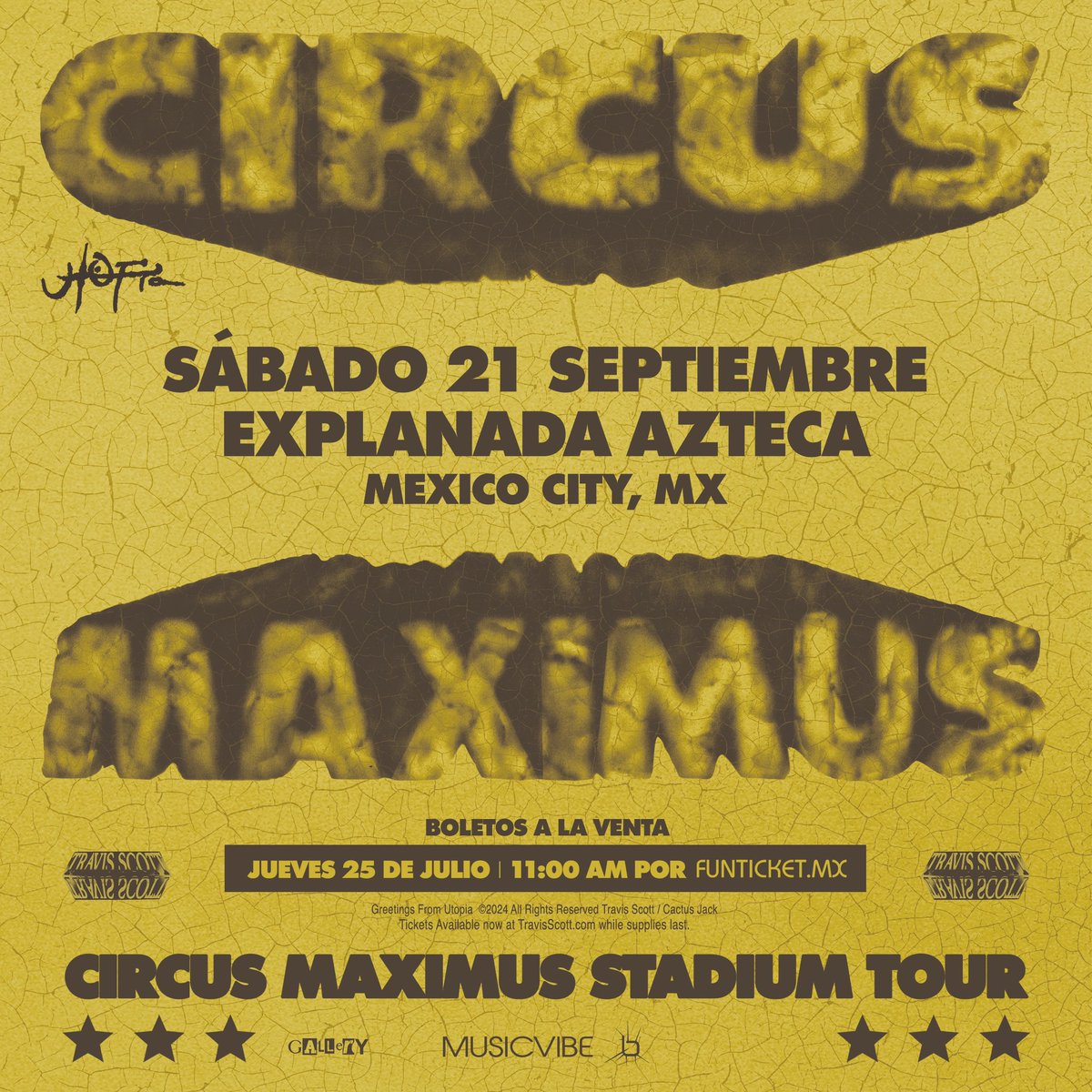 ¡Travis Scott regresa a México este 21 de septiembre para presentar su Tour Circus Maximus! 🇲🇽

Venta general 25 de julio 11 AM
Boletos en: funticket.mx 🎫

Compra a 3 y 6 meses para tarjetahabientes de Mercado Pago