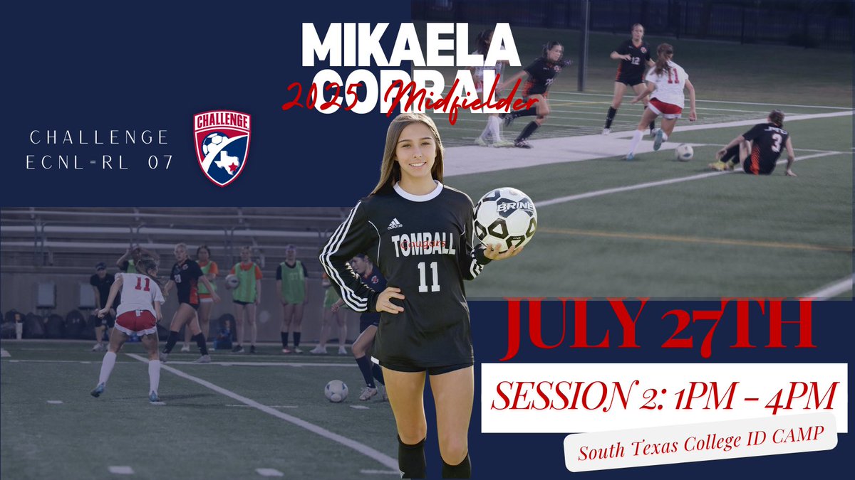 Mikaela Corral (@corralmikaela) on Twitter photo 5 days till The South Texas College ID Camp by <a href="/CollegeSoccerID/">College Soccer ID</a>‼️ Can’t wait to play with amazing players on July 27th☺️
<a href="/CollegeSoccerID/">College Soccer ID</a> <a href="/ImYouthSoccer/">ECNL/GA/Recruiting/College Soccer</a> <a href="/YouthSportIndex/">Youth Sports Index</a> <a href="/ImCollegeSoccer/">College Soccer Truth ™</a> <a href="/PrepSoccer/">Prep Soccer ⚽️</a> <a href="/G2CollegeSoccer/">Go 2 College Soccer</a> 5 days till The South Texas College ID Camp by <a href="/CollegeSoccerID/">College Soccer ID</a>‼️ Can’t wait to play with amazing players on July 27th☺️
<a href="/CollegeSoccerID/">College Soccer ID</a> <a href="/ImYouthSoccer/">ECNL/GA/Recruiting/College Soccer</a> <a href="/YouthSportIndex/">Youth Sports Index</a> <a href="/ImCollegeSoccer/">College Soccer Truth ™</a> <a href="/PrepSoccer/">Prep Soccer ⚽️</a> <a href="/G2CollegeSoccer/">Go 2 College Soccer</a>