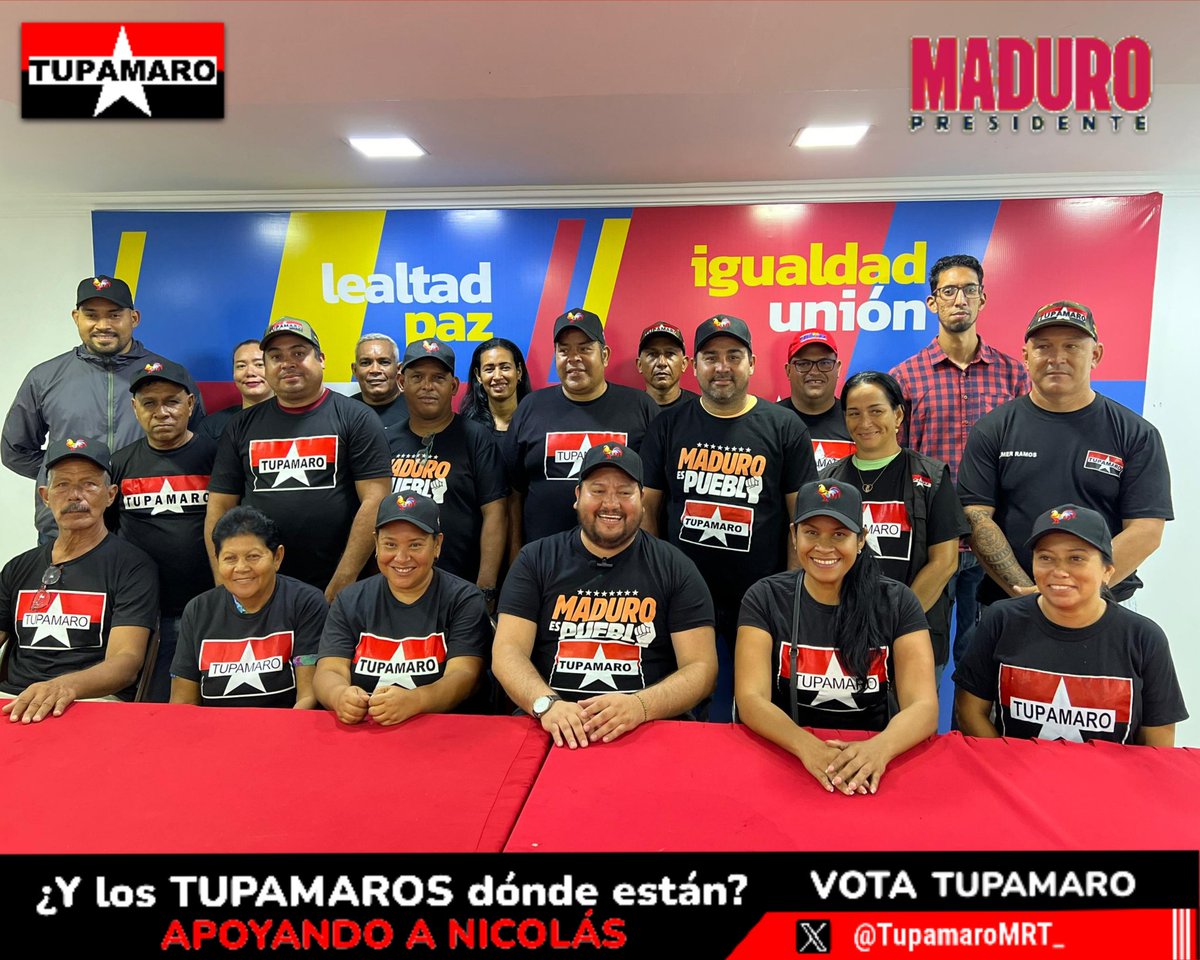 #TupamaroConNico 🔴⚫

TUPAMARO Moviliza, vota y se queda defendiendo los logros de la revolución y se queda defendiendo la Gran Victoria de este #28Jul.

Vamos a una victoria contundente de las fuerzas revolucionarias nuestro candidato de la Patria es <a href="/NicolasMaduro/">Nicolás Maduro</a>.