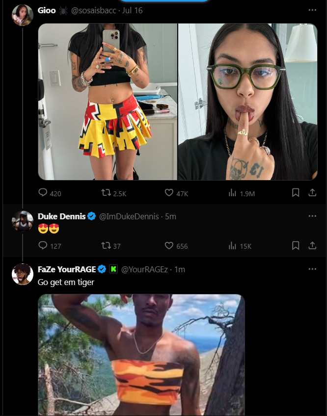 yoxics's tweet photo. YourRage made Duke Dennis delete his reply to a girl 😭 https://t.co/LFdye9VTOA