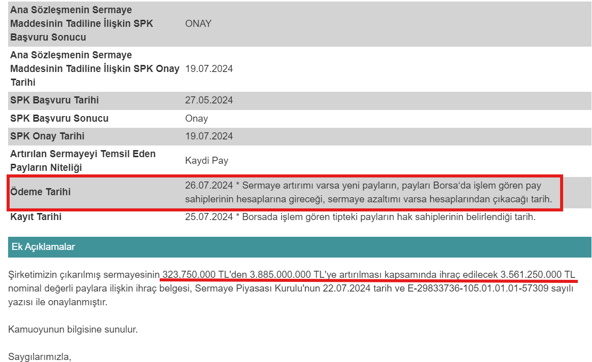#AKSA bedelsiz payların 26.07.2024 tarihinde ortakların hesaplarına geçecek. Hayırlı olsun...