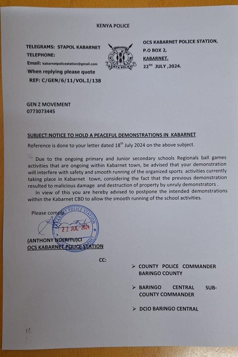 The police force is beginning to actually work…. Fixing Kenya wholesale. Occupy Tuesdays resume next week. Well done!

#OccupyBaringo