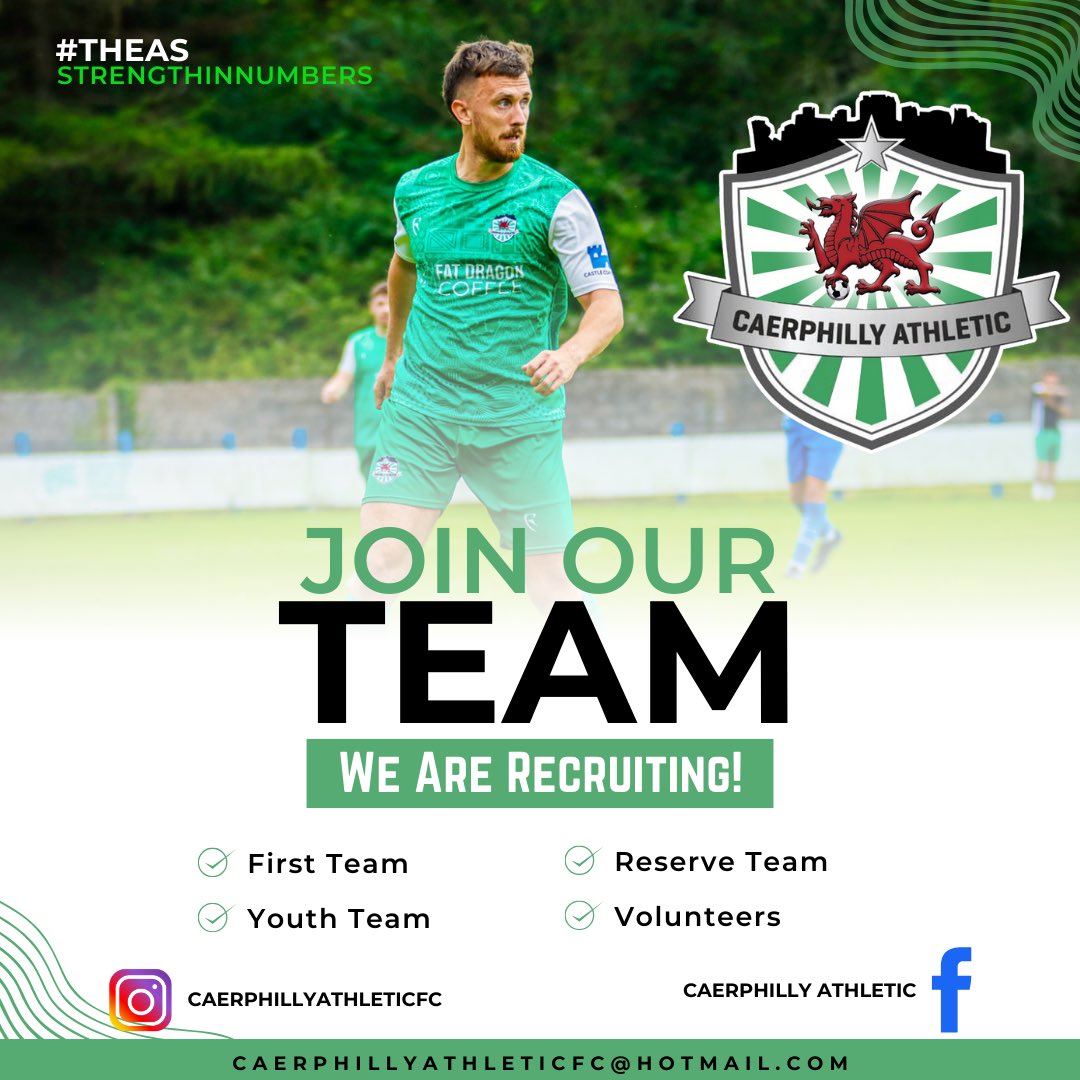 CaerphillyAFC's tweet photo. 📣 We Are Recruiting 📣

Come and join our club! Send us a DM with any questions! 💚

#TheAs https://t.co/uaiTDZDd6J