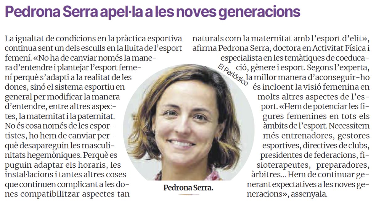 📰 MITJANS | L'INEFC, present a la premsa aquest cap de setmana

🗞️ A <a href="/elperiodico/">El Periódico</a>, <a href="/PedronaSerra/">Pedrona Serra</a> parla sobre les dones a la delegació espanyola als JJOO

🗞️ A <a href="/diariARA/">diariARA</a>, <a href="/AlexGozalbo_/">Àlex Gozalbo</a> recorda com estudiants de l'INEFC van ajudar al FC Darna

➡️ tuit.cat/q31wN

#SomINEFC