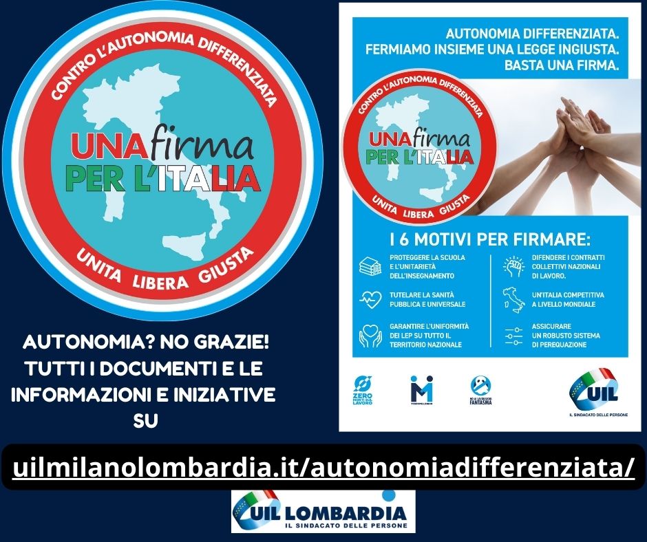 Uil Milano Lombardia (@uilmilanolombar) on Twitter photo 🔵 AUTONOMIA DIFFERENZIATA
Su 👇uilmilanolombardia.it/autonomiadiffe… 👈
tutti i documenti, le notizie e le iniziative per il referendum contro l'autonomia
<a href="/Vizza1972/">Enrico Vizza</a> <a href="/UILofficial/">Uil Nazionale</a> <a href="/RegLombardia/">Regione Lombardia</a> <a href="/CGILLOMBARDIA/">CGIL Lombardia</a> <a href="/VincenzoCesare2/">Vincenzo Cesare</a> <a href="/edacquino/">Eloisa Dacquino</a> <a href="/montedurototi/">salvatore monteduro</a> <a href="/enriazz/">Enrico Azzaro</a> <a href="/PD_Lombardia/">PD Lombardia</a> 🔵 AUTONOMIA DIFFERENZIATA
Su 👇uilmilanolombardia.it/autonomiadiffe… 👈
tutti i documenti, le notizie e le iniziative per il referendum contro l'autonomia
<a href="/Vizza1972/">Enrico Vizza</a> <a href="/UILofficial/">Uil Nazionale</a> <a href="/RegLombardia/">Regione Lombardia</a> <a href="/CGILLOMBARDIA/">CGIL Lombardia</a> <a href="/VincenzoCesare2/">Vincenzo Cesare</a> <a href="/edacquino/">Eloisa Dacquino</a> <a href="/montedurototi/">salvatore monteduro</a> <a href="/enriazz/">Enrico Azzaro</a> <a href="/PD_Lombardia/">PD Lombardia</a>