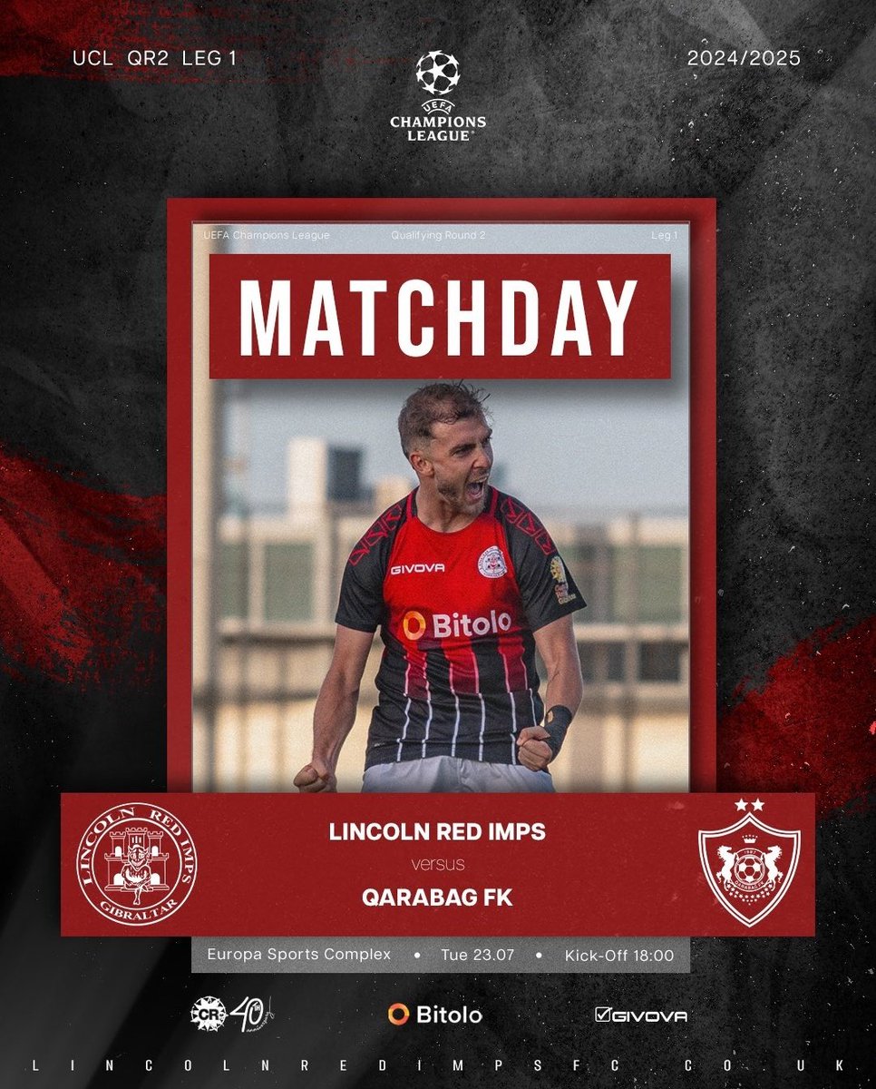 🔴⚫ DÍA DE PARTIDO 🔴⚫

🏆 UEFA Champions League (QR2 - Ida)
🆚 <a href="/FKQarabagh/">Qarabağ FK</a> 
🏟️ Europa Point Stadium 
⌚ 18:00 CEST

👹👹👹 VAMOS LINCOOOOOLN