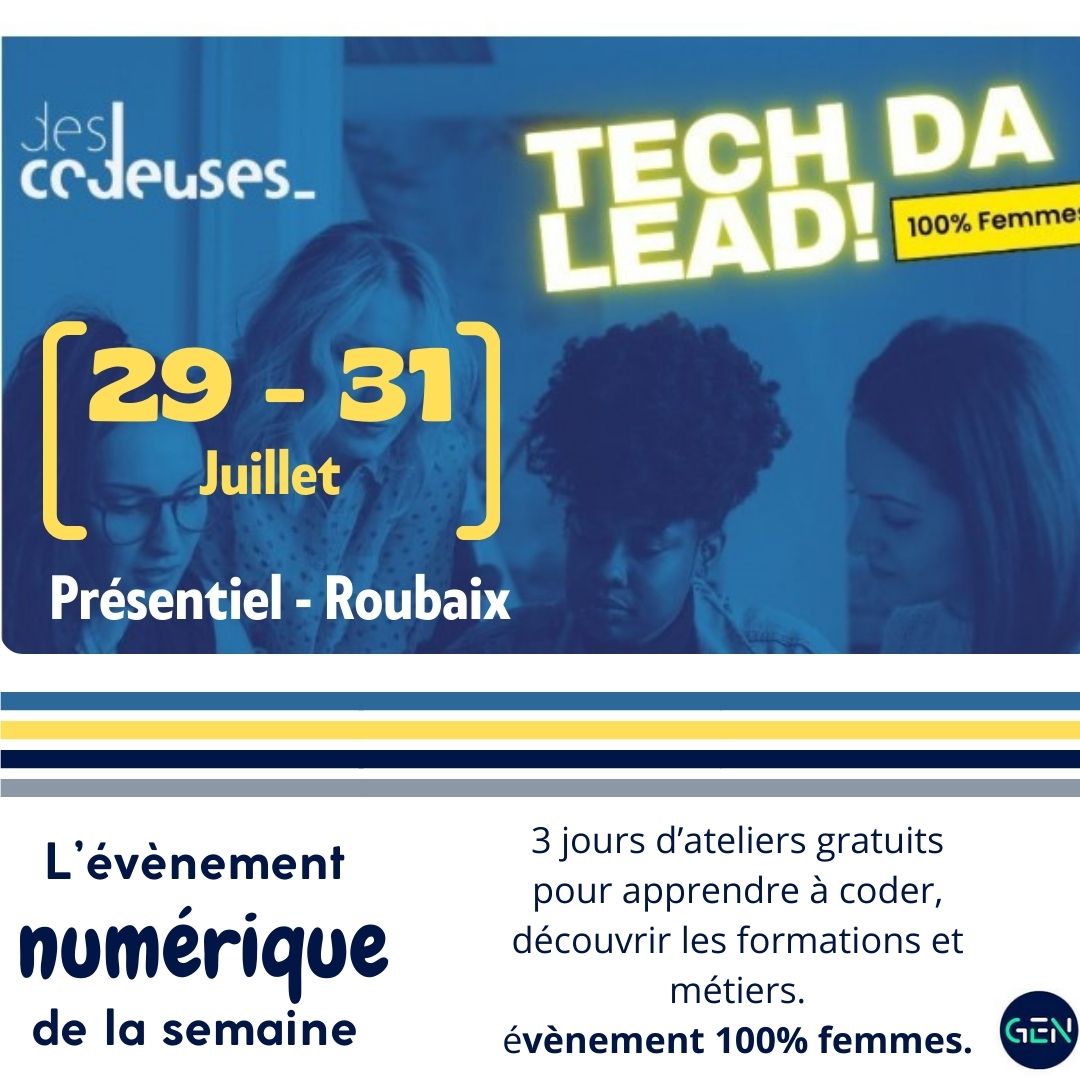 Retrouvez les détails de l'évènement des codeuses  ainsi que le lien d'inscription dans notre AGENDA GEN :
ow.ly/OWiP50SHTaq

#numerique #digital #tech #code #femmes