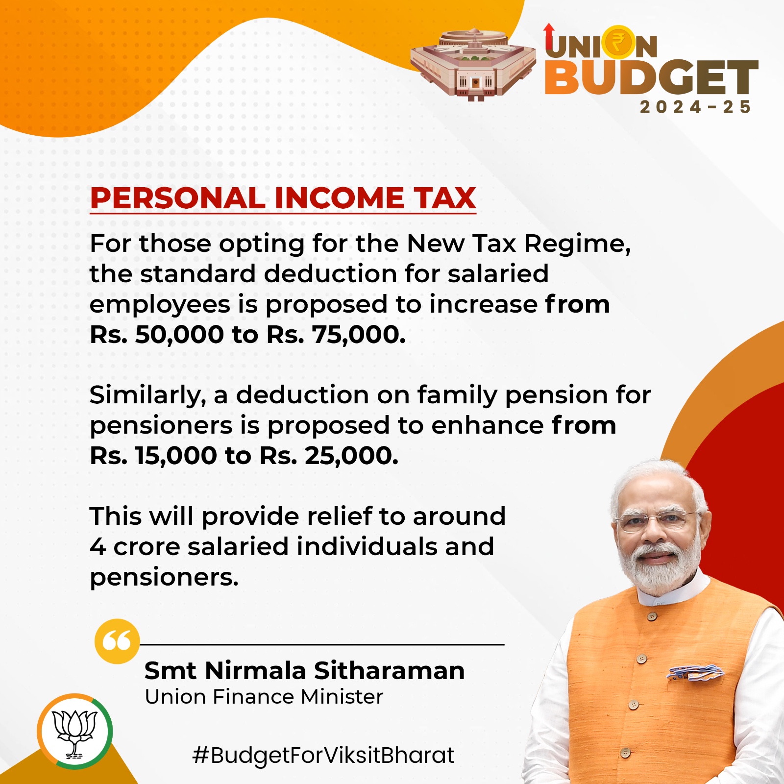 BJP on X: &ldquo;Personal Income Tax For those opting for the New Tax 