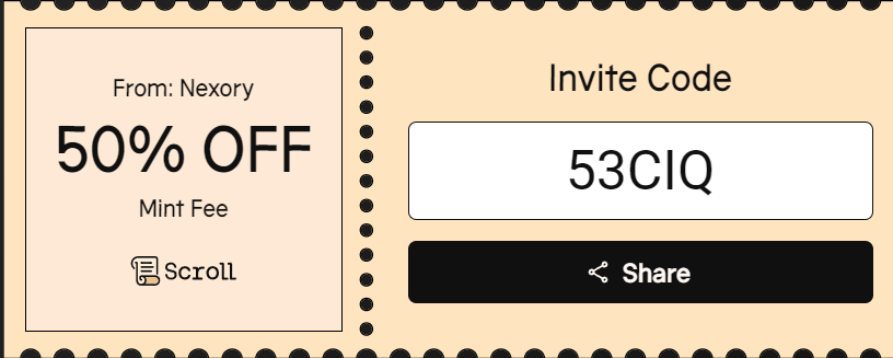 Use my invite code to save 50% on Scroll Canvas mint! 
scroll.io/canvas/invite/… via <a href="/Scroll_ZKP/">Scroll</a> 

Full guide available on <a href="/heycape_/">Cape 👊</a> post!
x.com/heycape_/statu…

Do NOT Fade :)