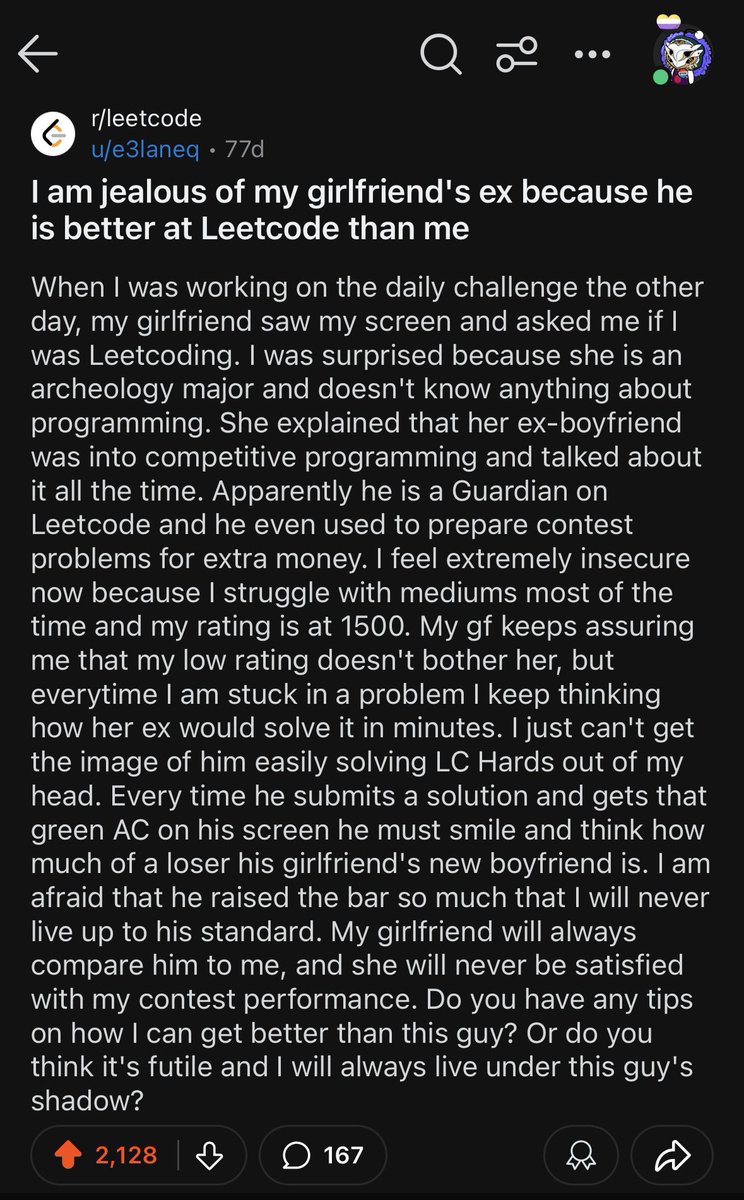 sen_dataist's tweet image. Start #Leetcoding guys!
Its never too late!
( if you are looking too practise DSA, leetcode together drop a comment)
#dsa #leetcode #problemsolving #tech #connect #community