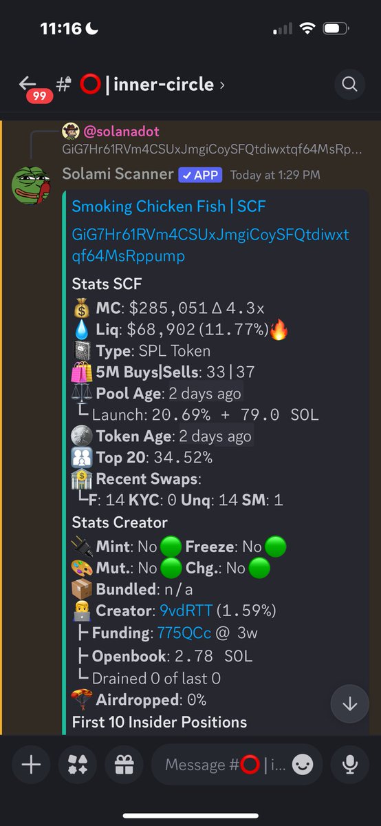 Got in today at 70k market cap , CTO team and the pastor is the best I’ve seen in a long time. 

THOU SHOU TREAT YOUR BROTHERS SOL AS YOUR OWN

Come get baptized 

$SCF