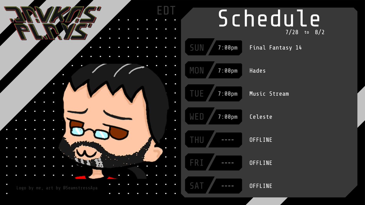 Ok, I've been waffling on this for so long that it's time I either commit or I don't, so I'm choosing to commit and get this going!

Starting next week (7/28), I'll finally be doing a regular streaming schedule! 

Sun - Wed @ 7pm EDT on Youtube and Twitch!