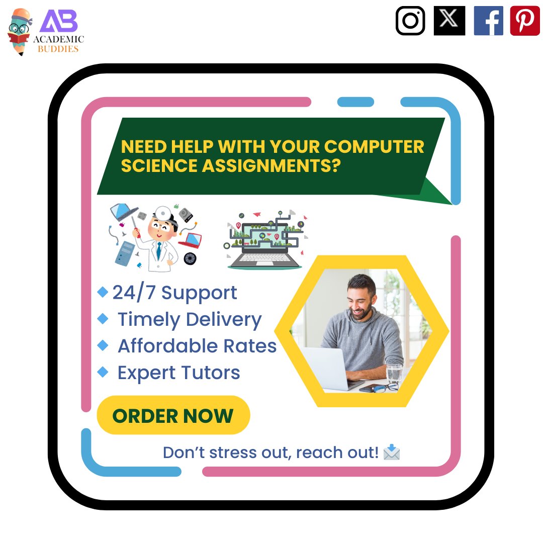 ac_buddies's tweet image. Struggling with your computer science assignment? 🖥️📚 Get expert help now! From coding challenges to complex algorithms, we've got you covered. Visit: academicbuddies.com #CSHelp #Coding #AssignmentHelp