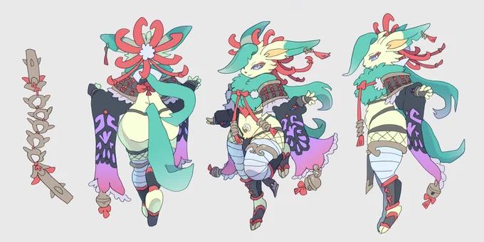 最近skebで描いたオリポケ衣装デザイン 