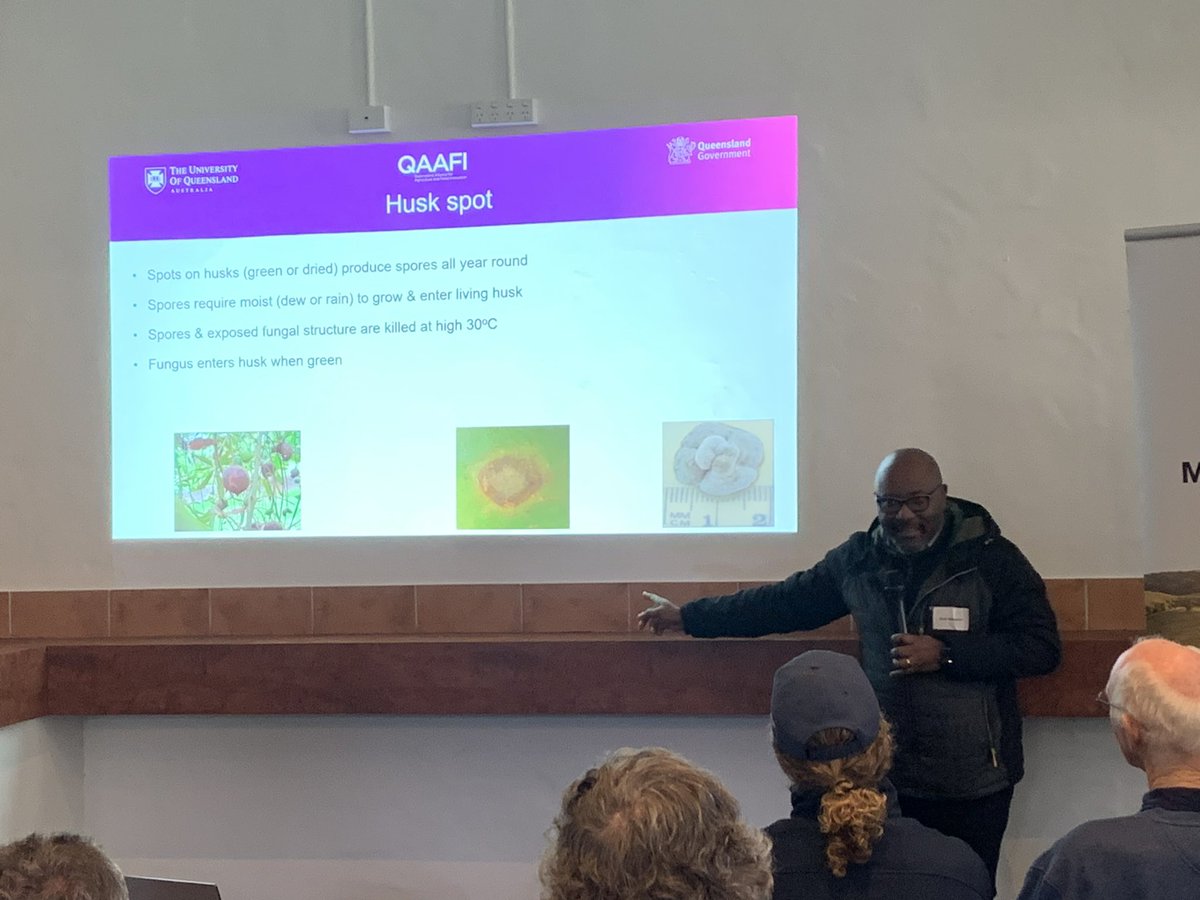 It is a pleasure to see the macadamia growers in the Mid-North Coast region again for research updates and for applying new knowledge to disease management decisions.