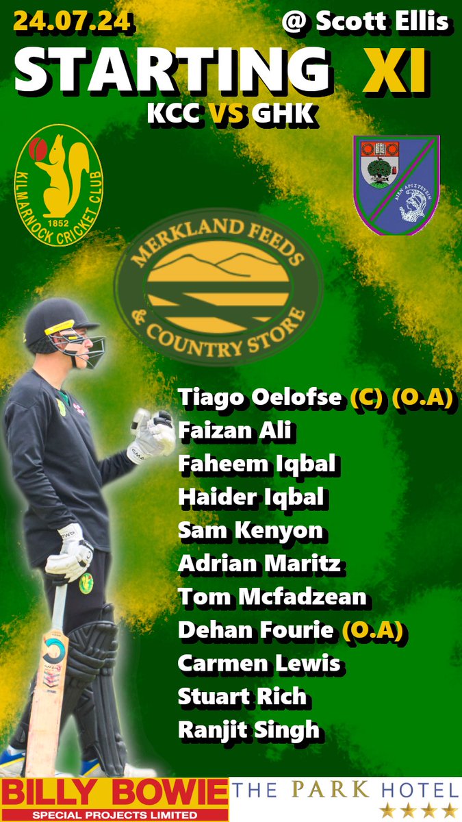 Here's how we line up for tomorrow's midweek match against <a href="/ghkcricketclub/">GHK Cricket Club</a>