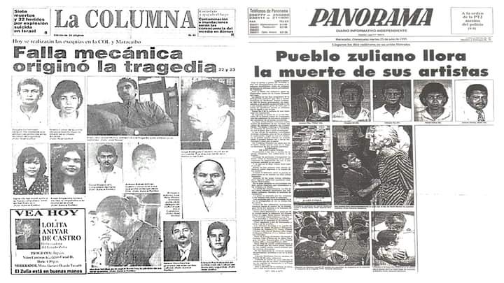 TAL DIA COMO HOY... El 23 de julio de 1995, fallecen en un trágico accidente en Calabozo (Guárico) 10 integrantes de una comisión cultural que se dirigía desde la COL a una velada artística con motivo de la reinauguración de la Plaza "Rafael Urdaneta" de esa ciudad.
