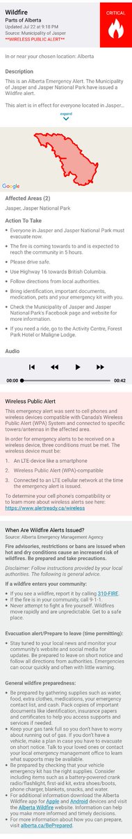 Kamscan's tweet photo. BREAKING  #ABFIRE Jasper National Park Shared: Wildfire Alert - Parts of Alberta https://t.co/NPvqUf8WFF https://t.co/HBntYvQrhf