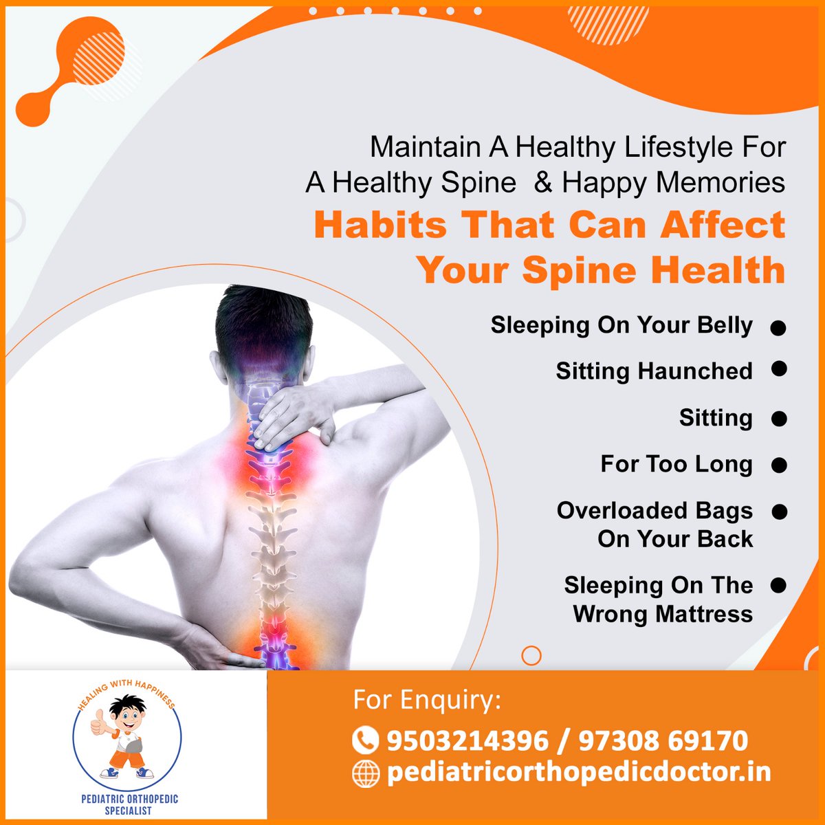 OrangePune's tweet photo. 🌿 Healthy Spine, Happy Memories: Habits Affecting Spine Health! 🛌
Orange Healthcare Clinic's Advice for a Healthier Lifestyle!

📌pediatricorthopedicdoctor. in
📲9503214396

#SpineHealthAwareness #PostureMatters #BackHealthTips #OrangeHealthClinic #HealthyLifestyleChoices https://t.co/y22Vjt9cPi